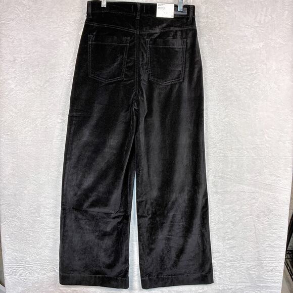 DL1961 Hepburn Wide Leg Pants Womens 30 Black Velvet Retro Goth Skater Preppy - Picture 7 of 11